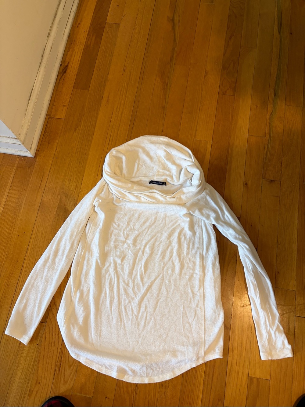 Abercrombie & Fitch White Cowl Neck Long Sleeve Sweater
